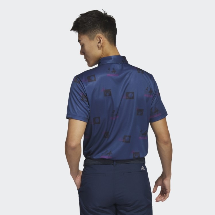 Camisa Polo Adidas Azul Marinho Com Estampa Allover