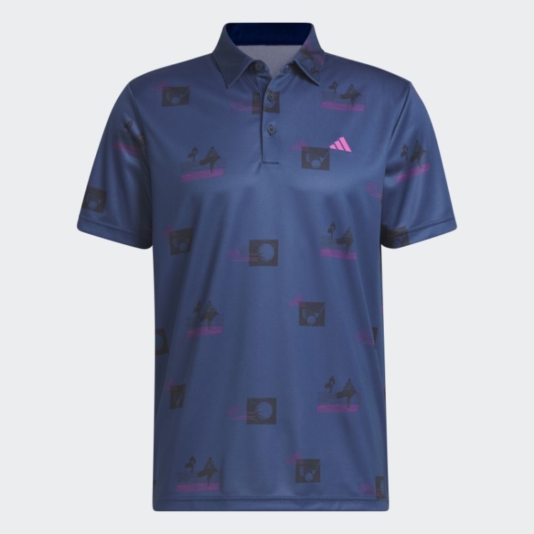 Camisa Polo Adidas Azul Marinho Com Estampa Allover