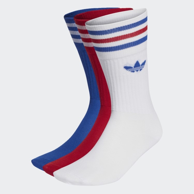 Meias Adidas Solid Crew 3 Pares Vermelhas