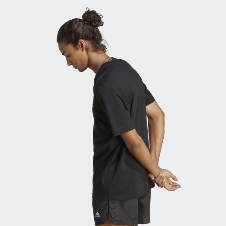 Adidas Essentials T-shirt De Jérsei Simples Bordado Pequeno Logotipo Preto