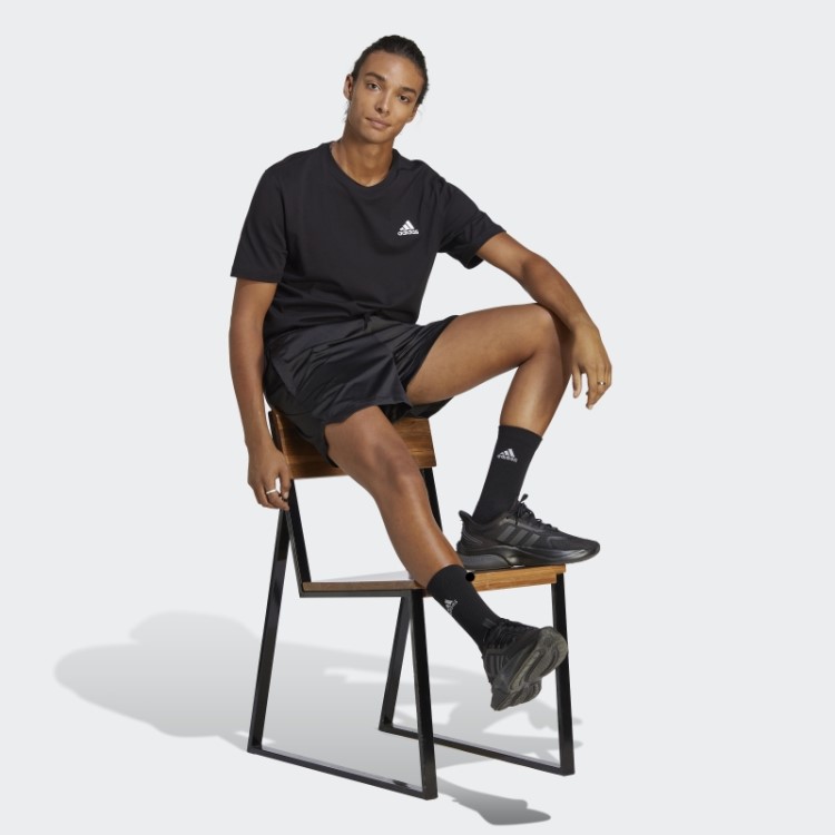 Adidas Essentials T-shirt De Jérsei Simples Bordado Pequeno Logotipo Preto