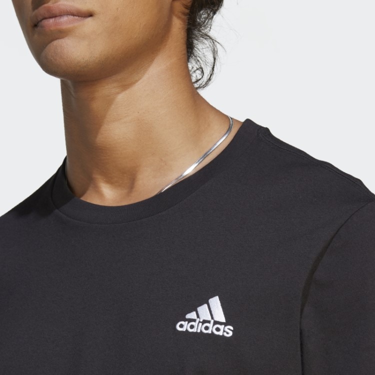 Adidas Essentials T-shirt De Jérsei Simples Bordado Pequeno Logotipo Preto