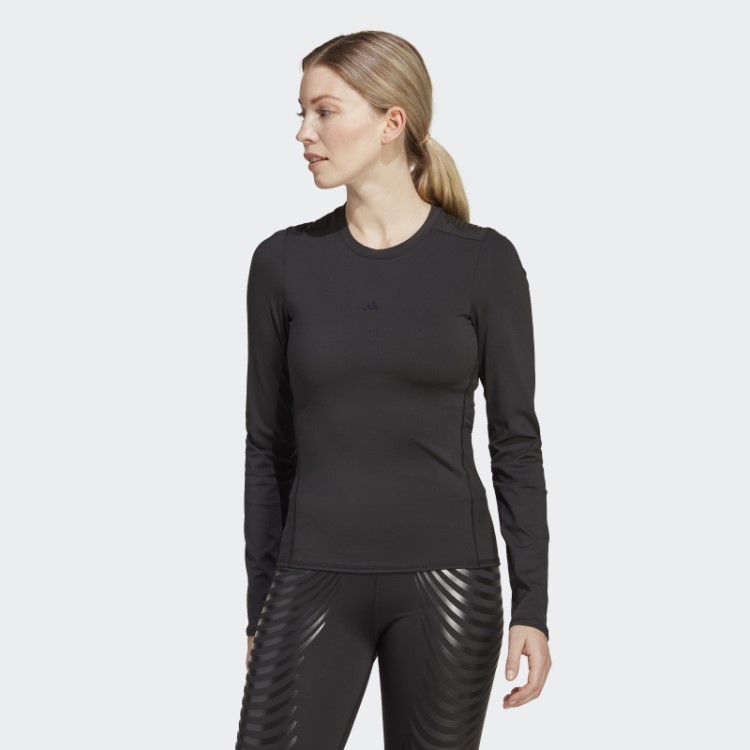Top Preto Techfit Control Manga Longa Adidas Top Treino Manga Longa