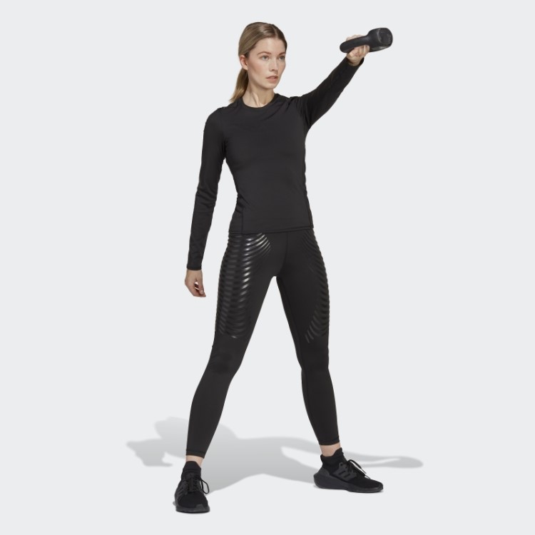 Top Preto Techfit Control Manga Longa Adidas Top Treino Manga Longa