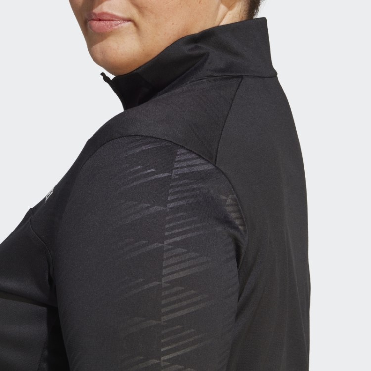 Adidas Terrex Top De Manga Longa Com Meio Zíper (tamanho Grande) Preto