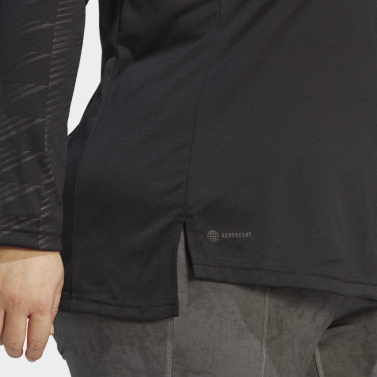 Adidas Terrex Top De Manga Longa Com Meio Zíper (tamanho Grande) Preto