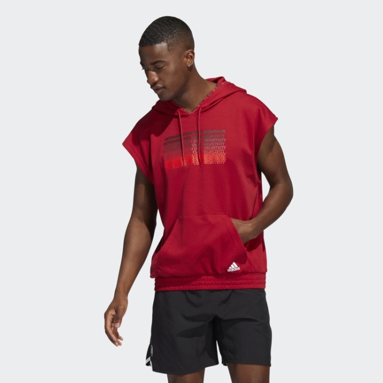 Donovan Mitchell Moletom Com Capuz Manga Curta Adidas Vermelho Vitória