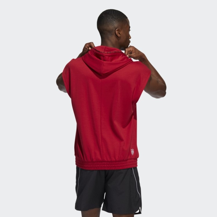 Donovan Mitchell Moletom Com Capuz Manga Curta Adidas Vermelho Vitória