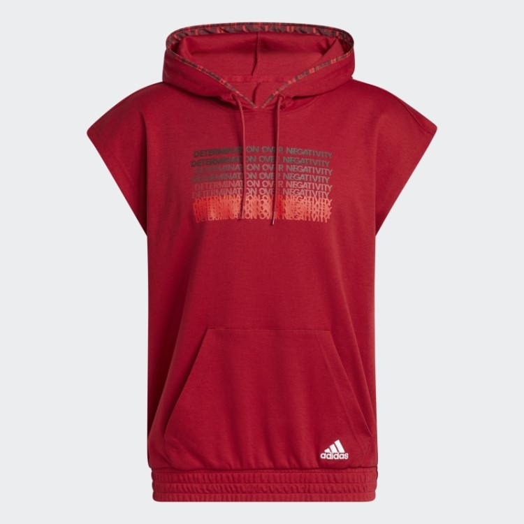 Donovan Mitchell Moletom Com Capuz Manga Curta Adidas Vermelho Vitória