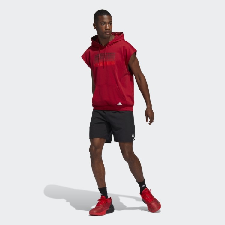 Donovan Mitchell Moletom Com Capuz Manga Curta Adidas Vermelho Vitória