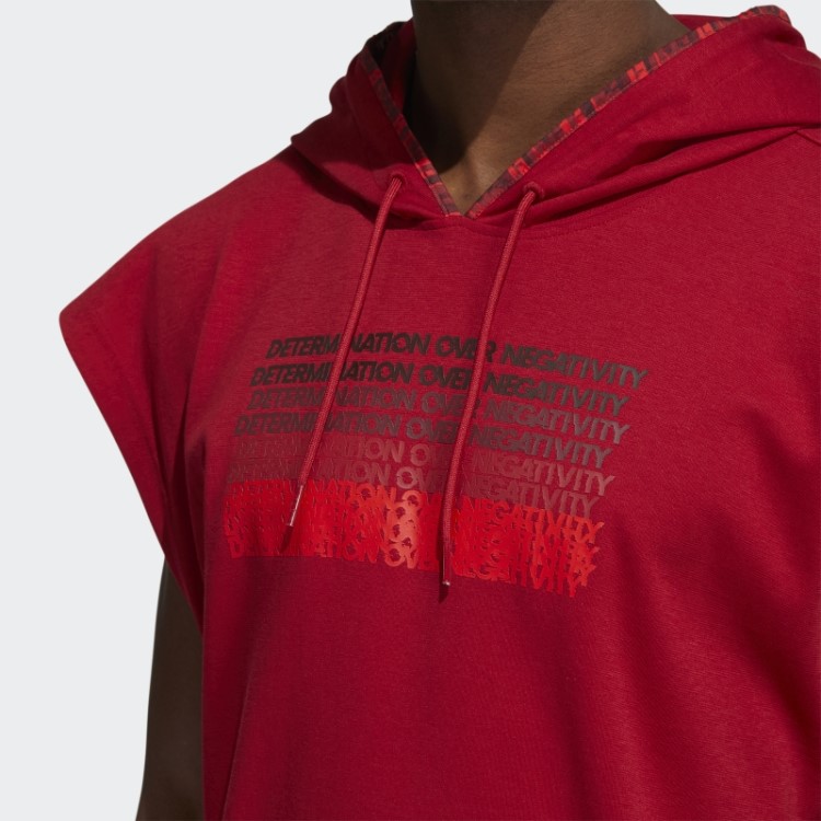 Donovan Mitchell Moletom Com Capuz Manga Curta Adidas Vermelho Vitória