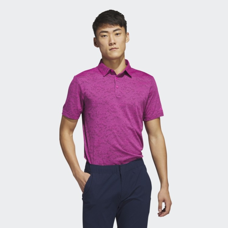 Adidas Camisa Polo De Golfe Jacquard Texturizado Fúcsia