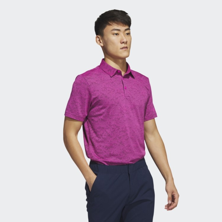 Adidas Camisa Polo De Golfe Jacquard Texturizado Fúcsia