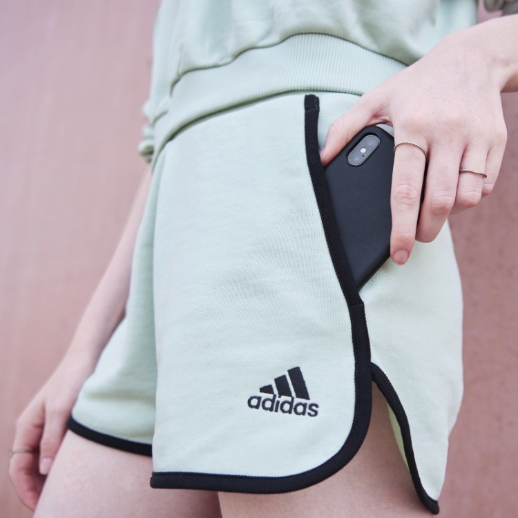 Shorts Verde French Terry Da Adidas Com Cintura Alta