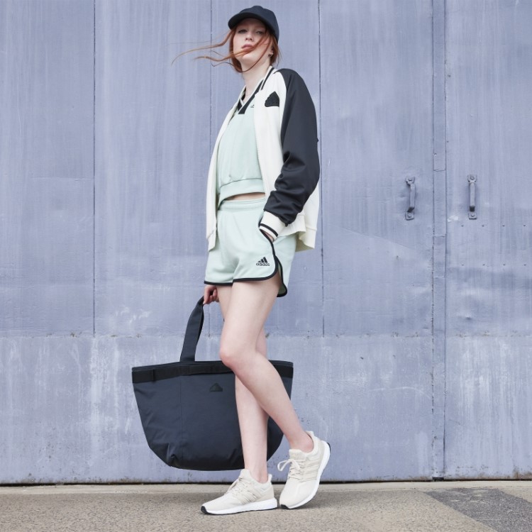 Shorts Verde French Terry Da Adidas Com Cintura Alta