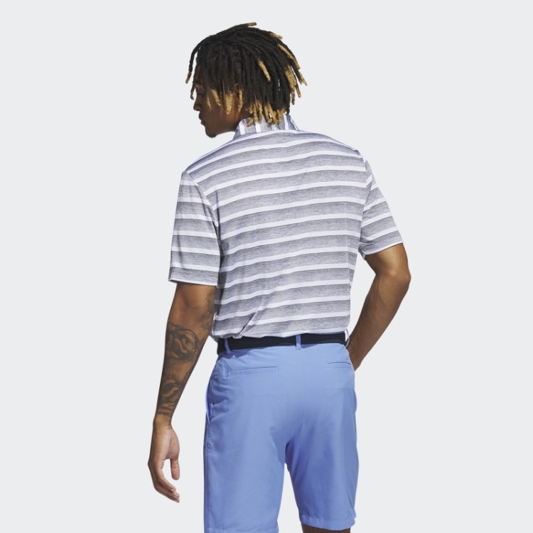 Camisa Polo Cinza Listrada De Duas Cores Adidas