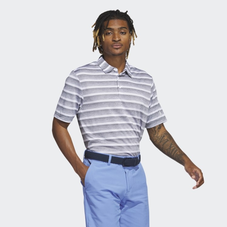 Camisa Polo Cinza Listrada De Duas Cores Adidas