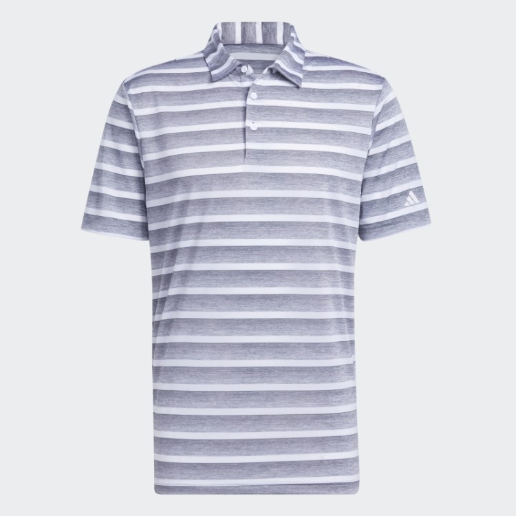 Camisa Polo Cinza Listrada De Duas Cores Adidas
