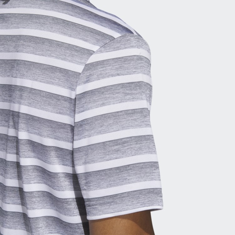 Camisa Polo Cinza Listrada De Duas Cores Adidas