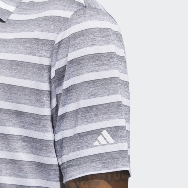 Camisa Polo Cinza Listrada De Duas Cores Adidas