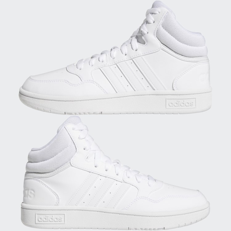Adidas White Hoops 3.0 Mid Classic Shoes