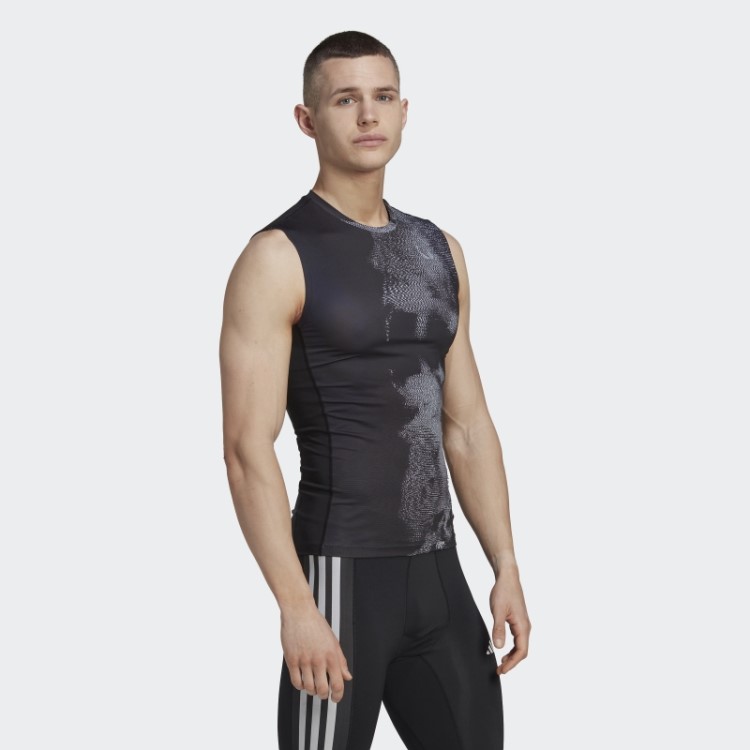 Camiseta Sem Manga Multicolorida Adidas Techfit Com Estampa Allover