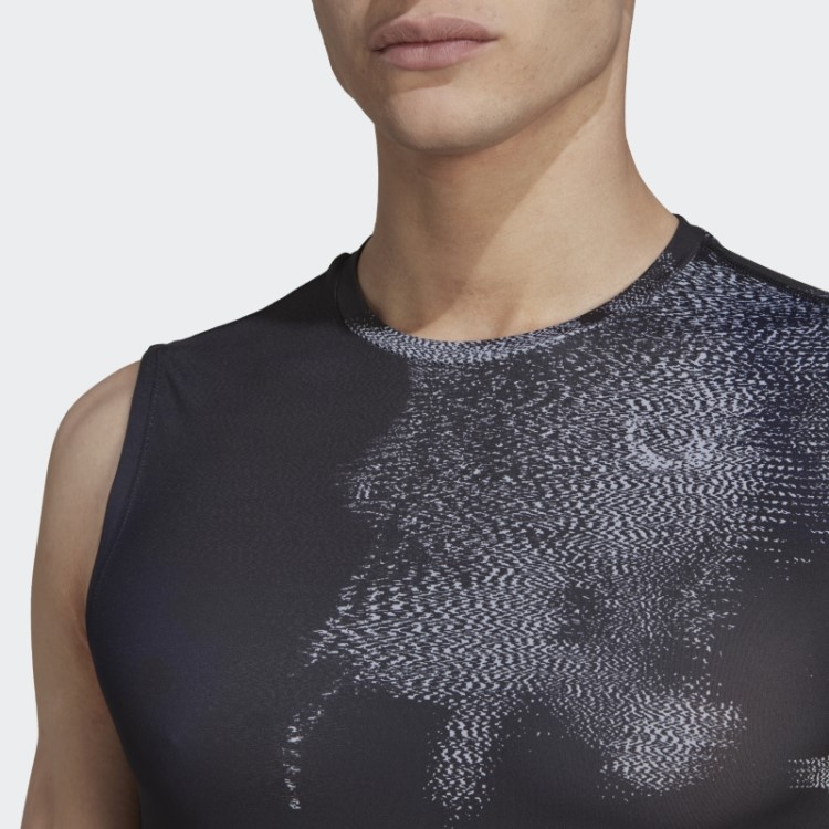 Camiseta Sem Manga Multicolorida Adidas Techfit Com Estampa Allover