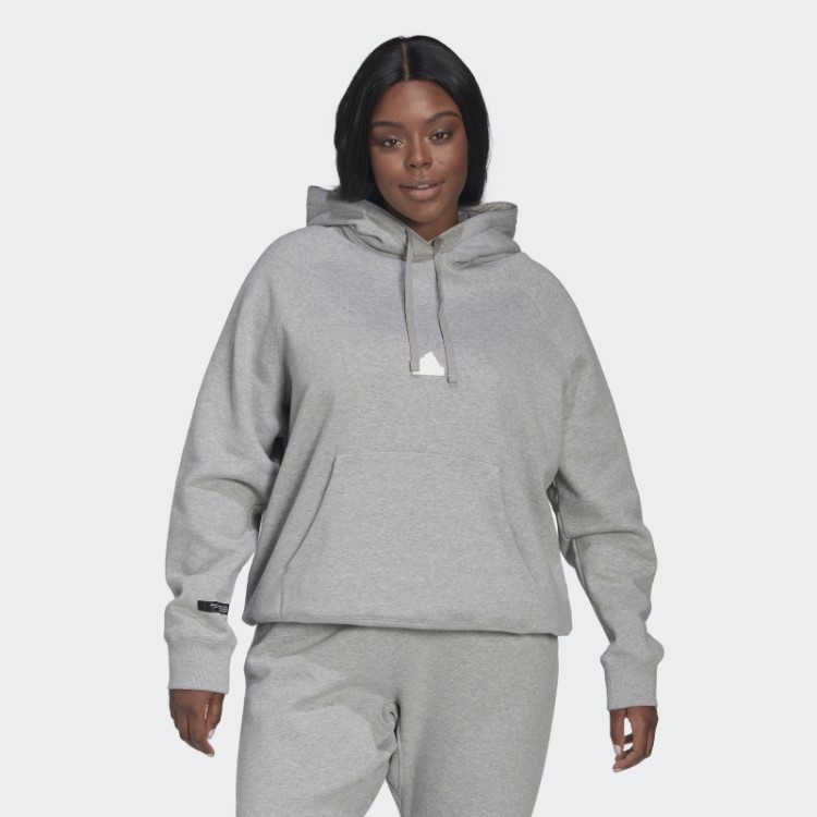 Moletom Oversized Com Capuz (plus Size) Adidas Cinza Médio