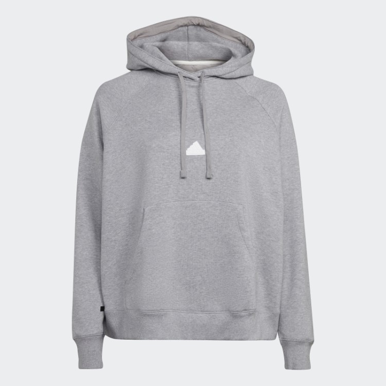 Moletom Oversized Com Capuz (plus Size) Adidas Cinza Médio