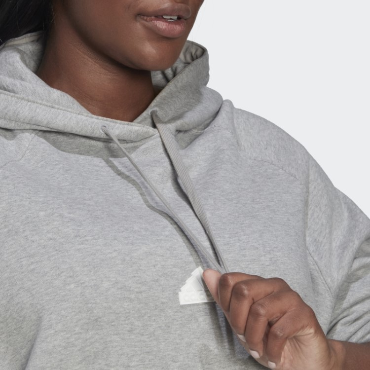 Moletom Oversized Com Capuz (plus Size) Adidas Cinza Médio