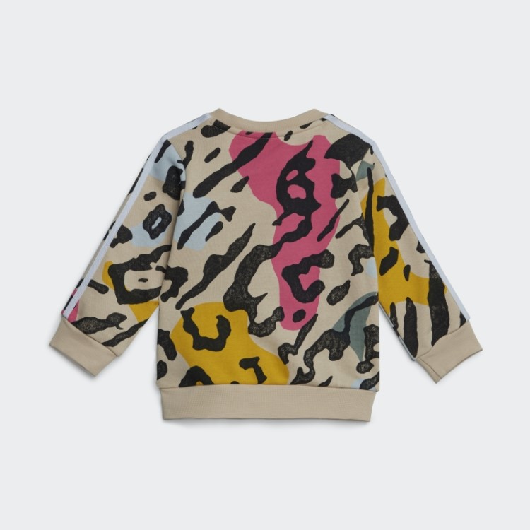 Conjunto De Tripulação Animal Print Areia Adidas