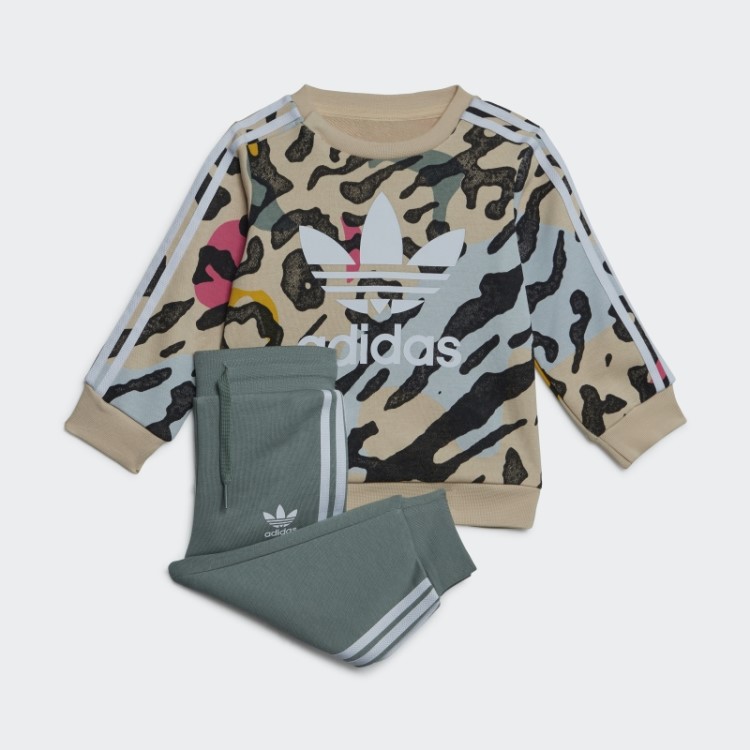 Moda Adidas Conjunto De Tripulação Animal Print Multicolorido