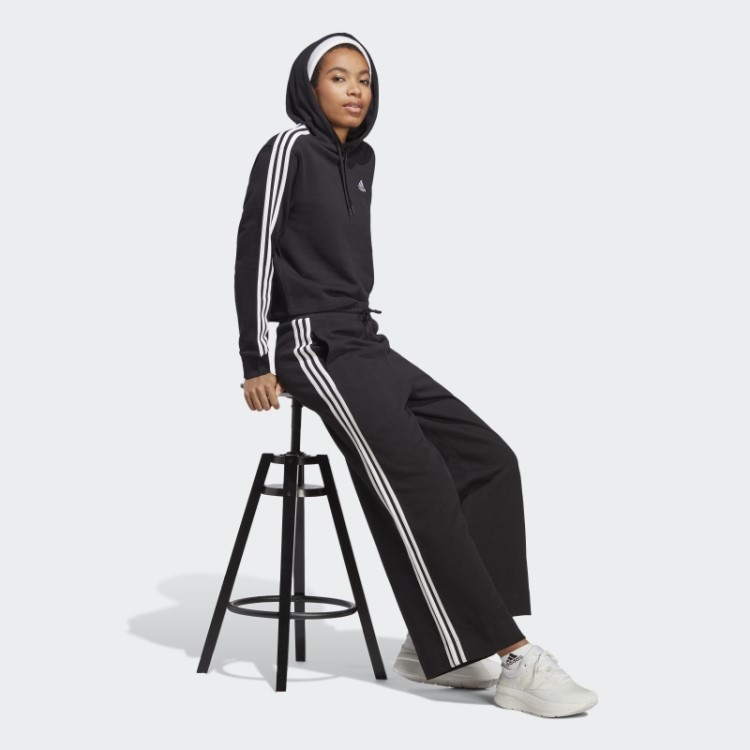 Adidas Essentials 3 Stripes French Terry Wide Joggers Preto