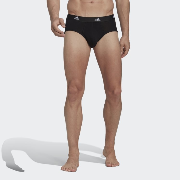 Cueca Com As 3 Riscas Em Algodão Flexível E Confortável Adidas Preta