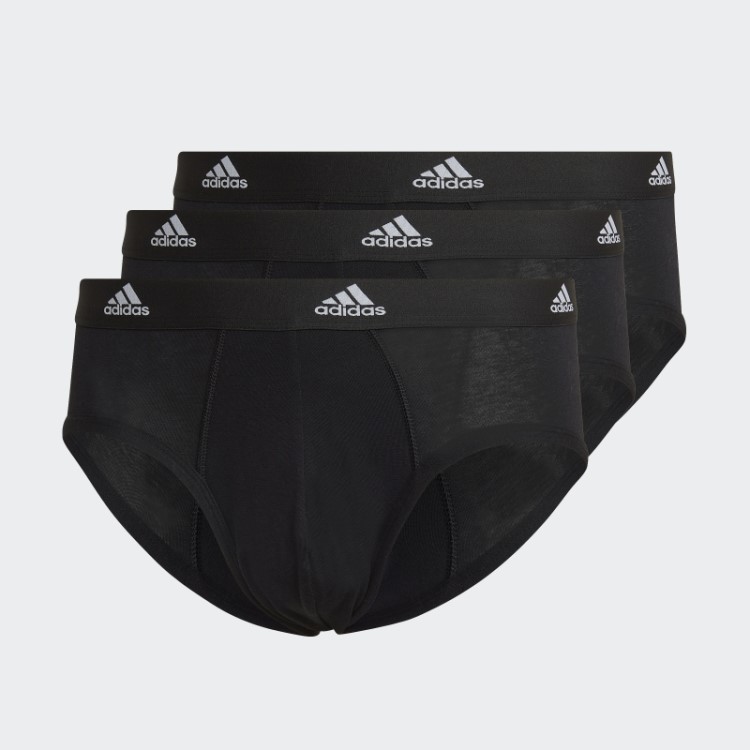 Cueca Com As 3 Riscas Em Algodão Flexível E Confortável Adidas Preta