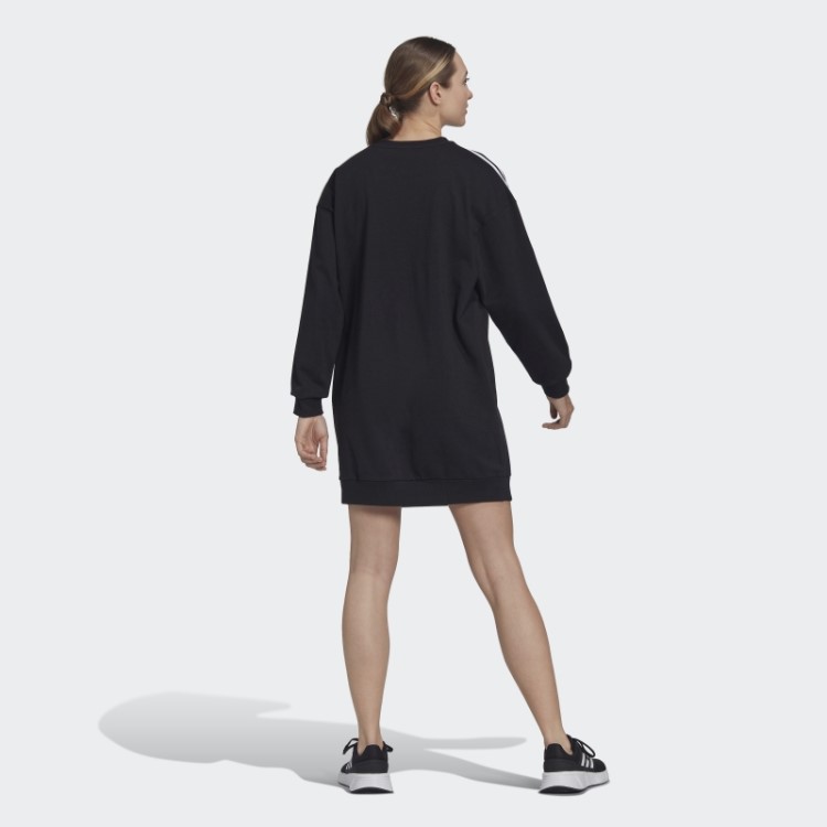 Adidas Vestido Preto Essencial Com As Três Listras