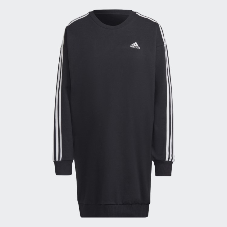 Adidas Vestido Preto Essencial Com As Três Listras