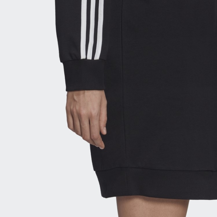 Adidas Vestido Preto Essencial Com As Três Listras