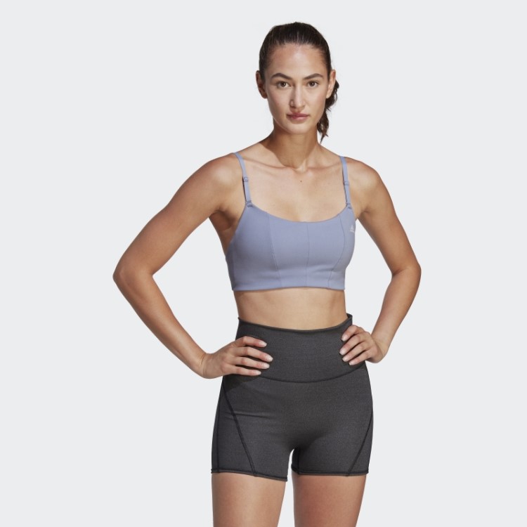 Sutiã Adidas Prateado Violeta Yoga Studio Com Suporte De Luz