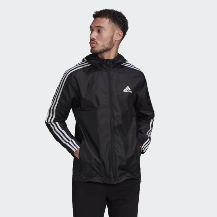 Blusão Tecido Com As 3 Riscas Essentials Preto Adidas