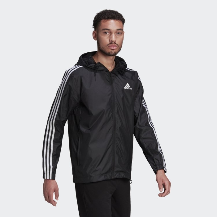 Blusão Tecido Com As 3 Riscas Essentials Preto Adidas