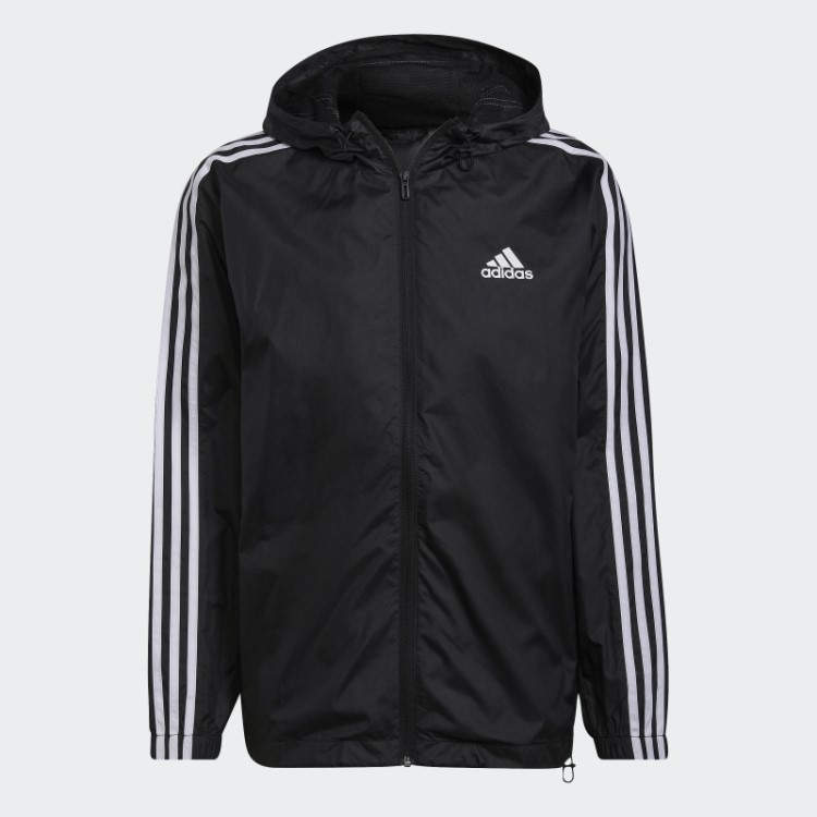 Blusão Tecido Com As 3 Riscas Essentials Preto Adidas