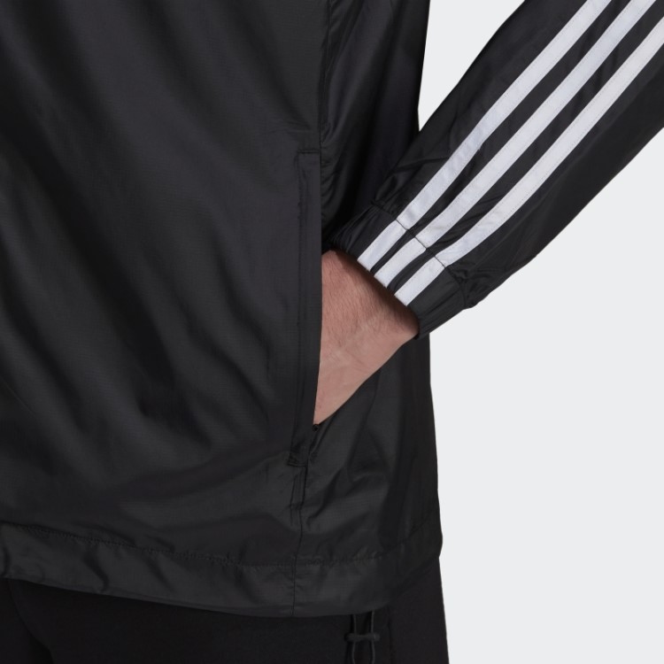 Blusão Tecido Com As 3 Riscas Essentials Preto Adidas