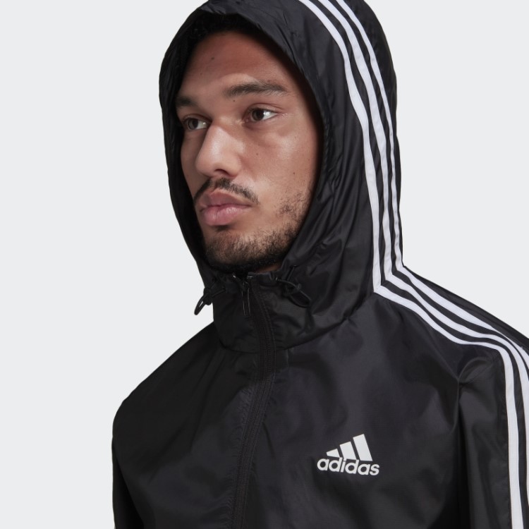 Blusão Tecido Com As 3 Riscas Essentials Preto Adidas