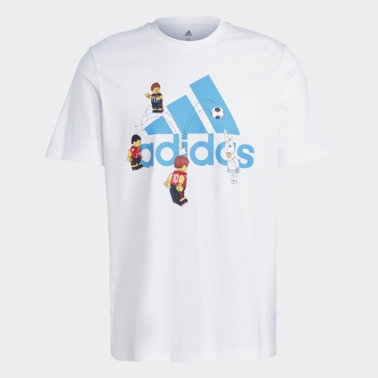Branco Adidas X Lego Emblema De Futebol Do Esporte Gráfico Tee Quente