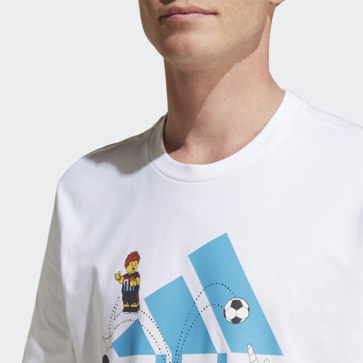 Branco Adidas X Lego Emblema De Futebol Do Esporte Gráfico Tee Quente