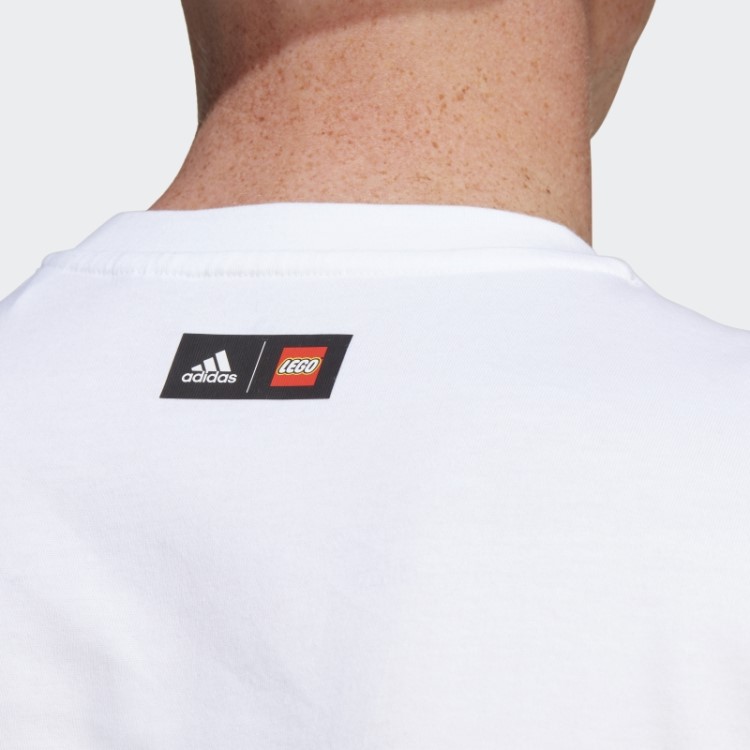 Branco Adidas X Lego Emblema De Futebol Do Esporte Gráfico Tee Quente