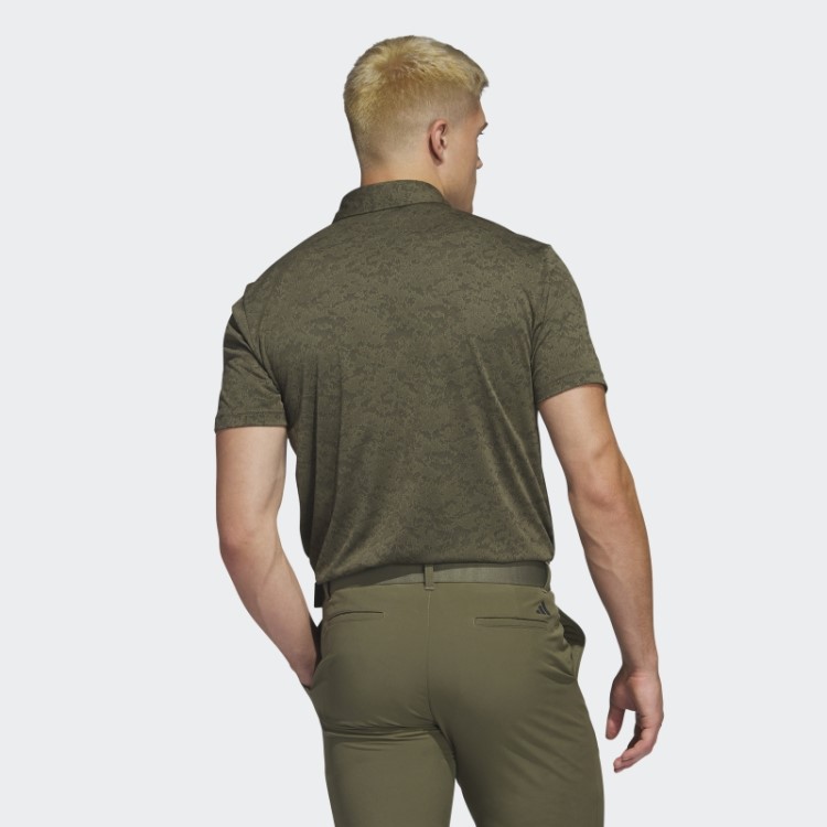 Adidas Camisa Polo De Golfe Jacquard Texturizado Verde-oliva