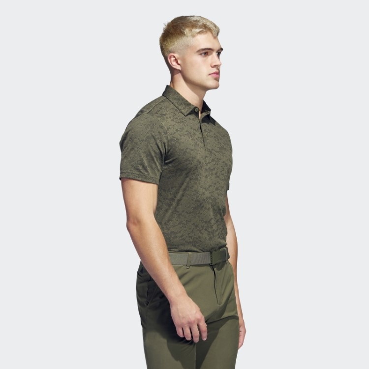 Adidas Camisa Polo De Golfe Jacquard Texturizado Verde-oliva