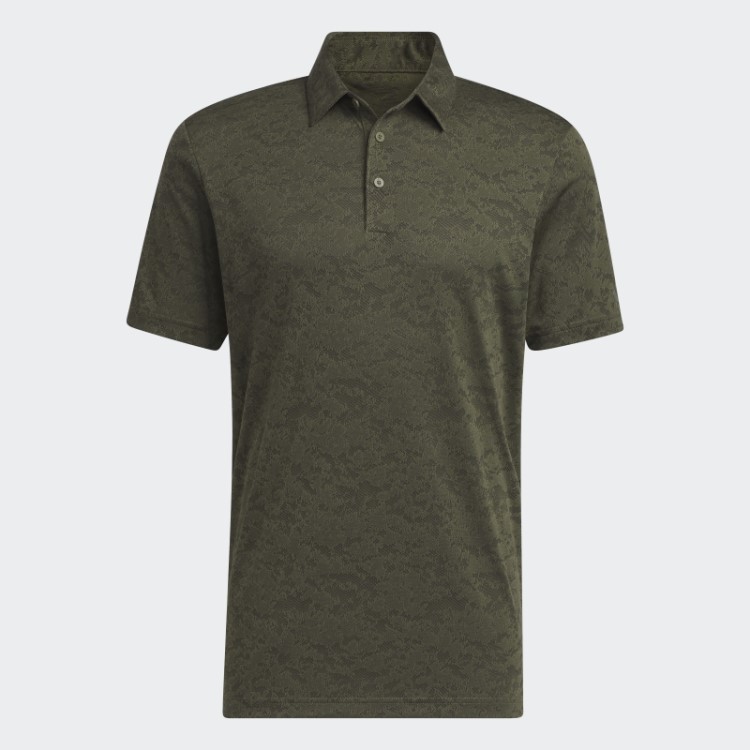 Adidas Camisa Polo De Golfe Jacquard Texturizado Verde-oliva